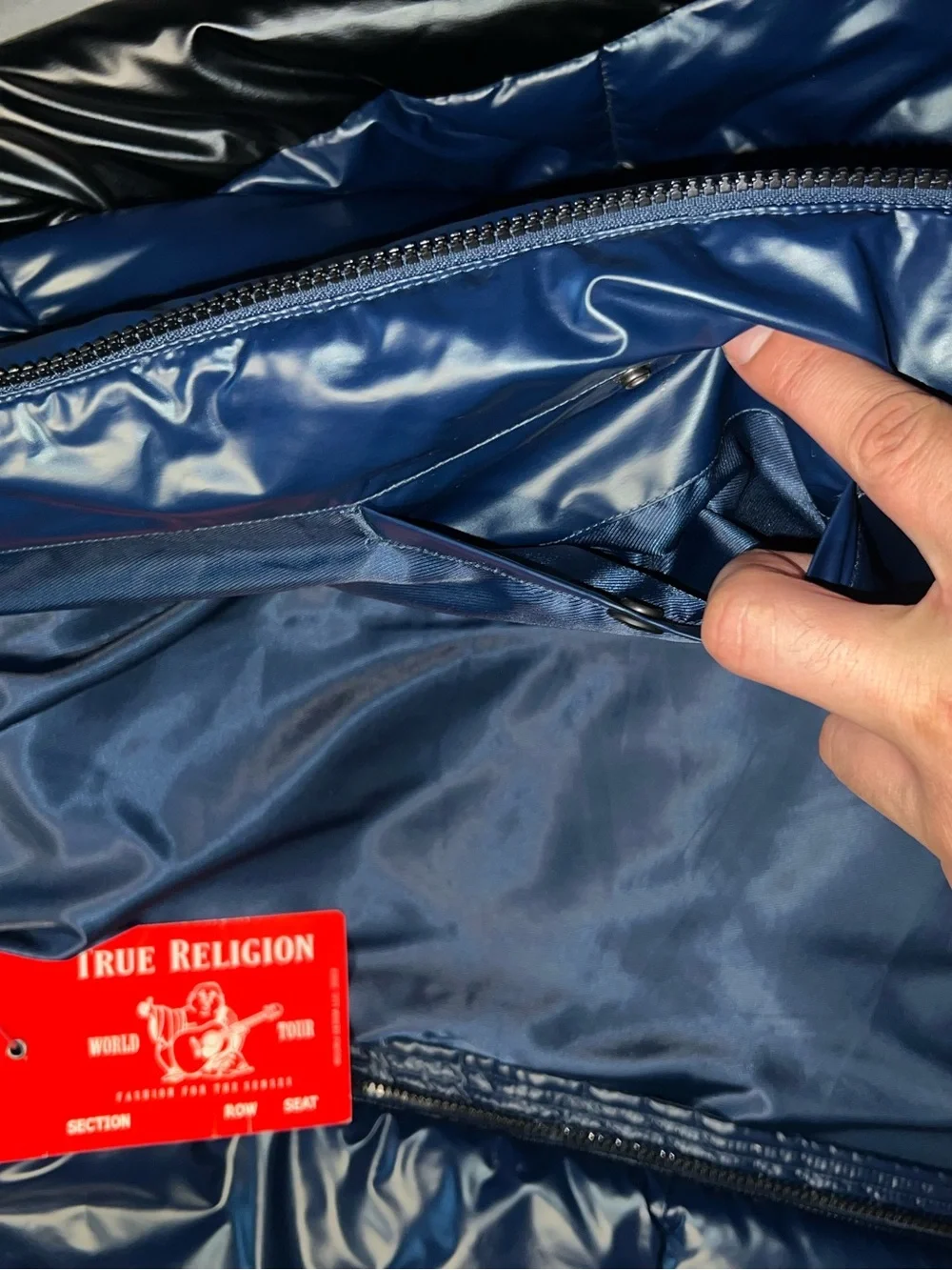 True Religion Navy and Black Quilted Puffer Jacket with Hood